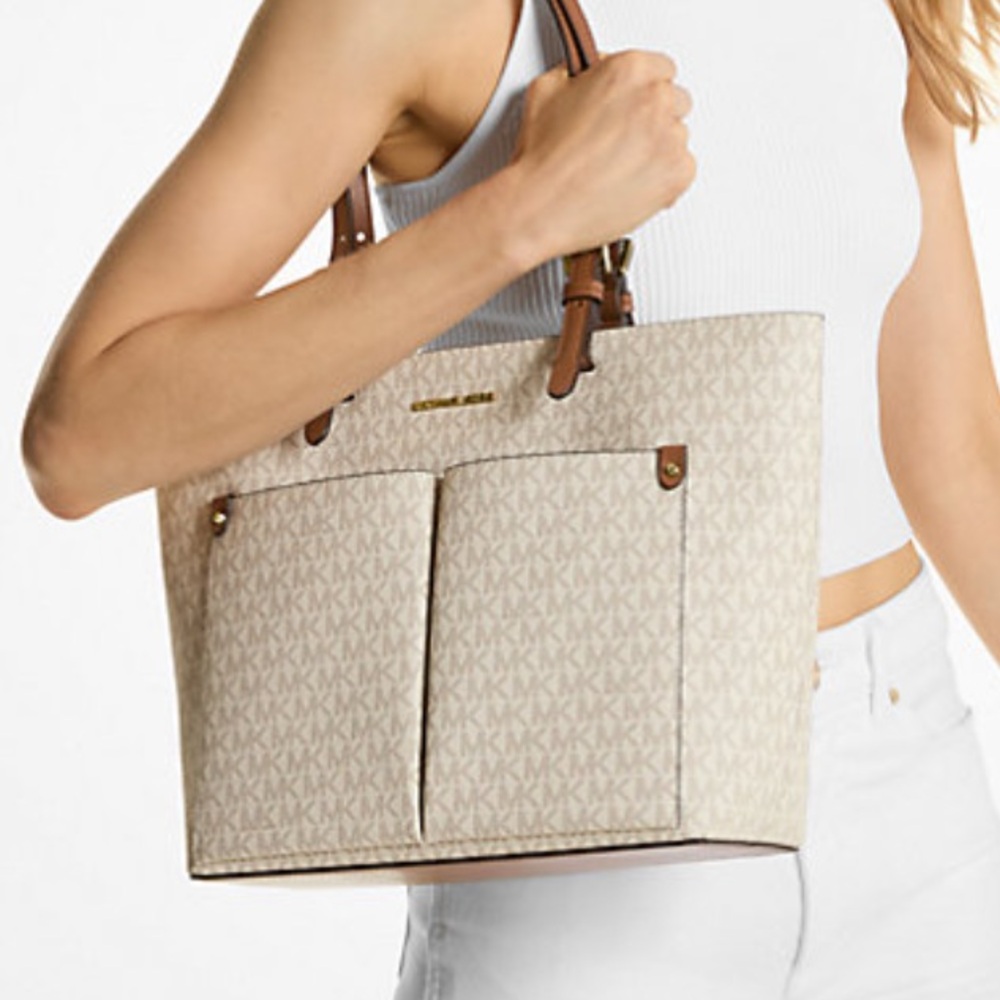 Michael Kors Jet Set Medium Logo Pocket Tote Bag